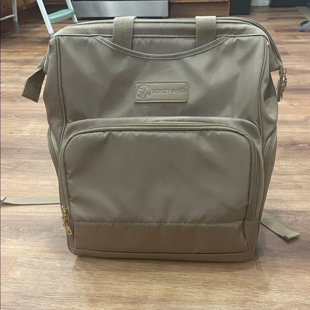 Sarah Wells Taupe Baby Backpack Diaper Bag